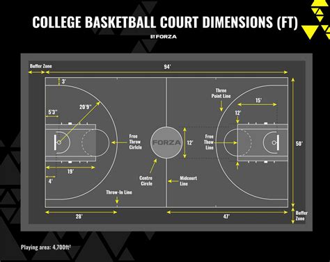 collegiate basketball court dimensions